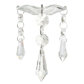VGEUNA 4 Pieces Bent Glass Candle Bobeches with Crystal Prisms Pendant for Candlestick Holders (Scallop)