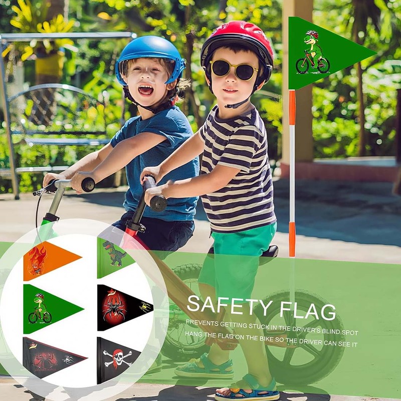 Pack of 6 Bicycle Flags for Children, Double-Sided Bicycle Flag,