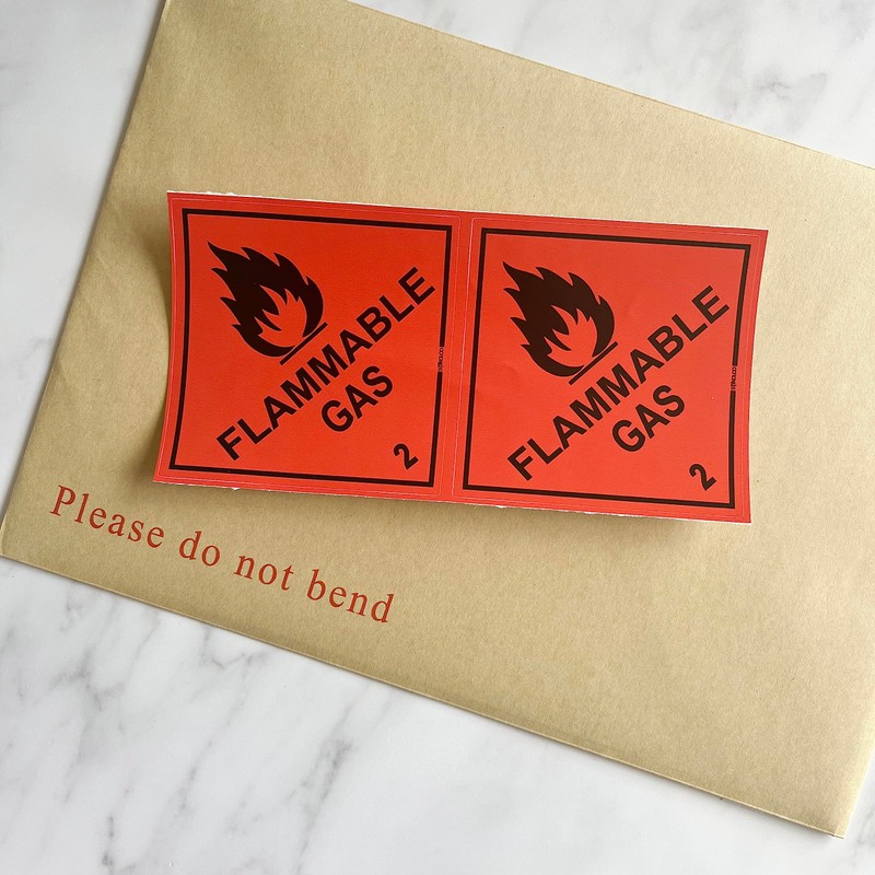 Pack of 2 HazChem Flammable Gas 2 100mm red HSE