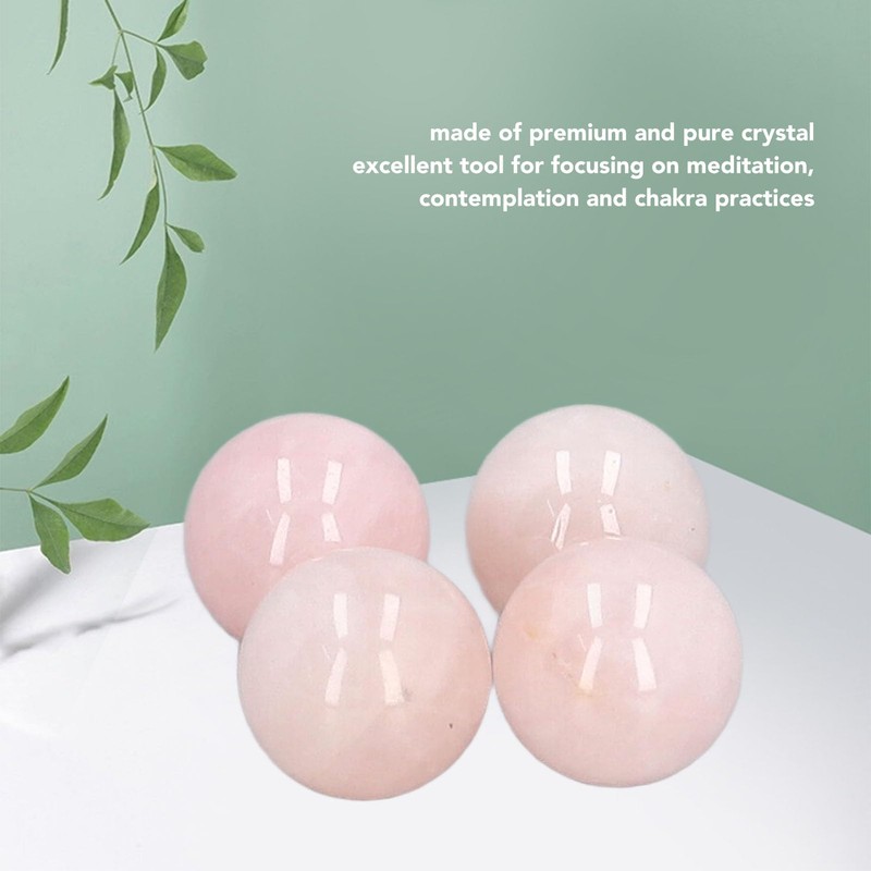 Okuyonic Esfera de Cuarzo Rosa, Tamaño de Palma, 4 Piezas,