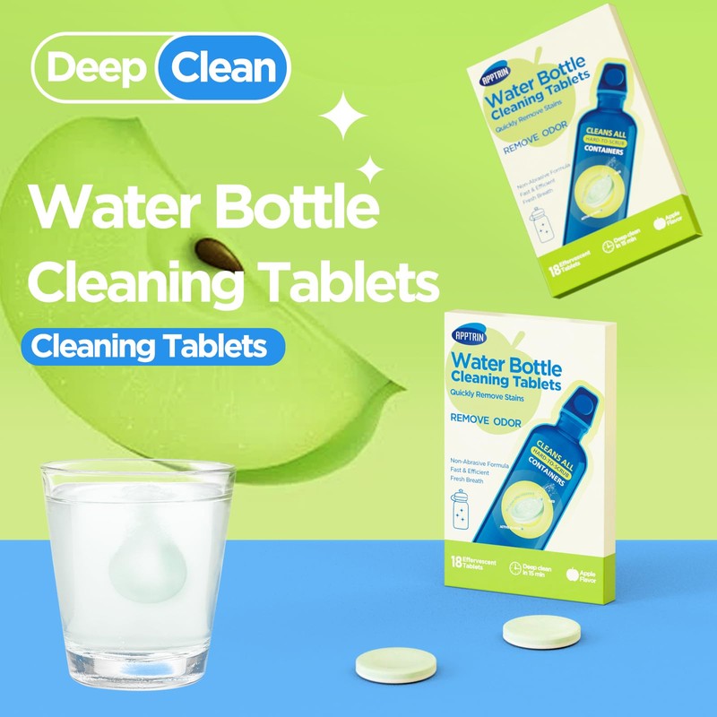 apptrin Water Bottle Cleaning Tablets, 18 Pack Bottle Clean Tablet