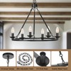 Black Farmhouse Chandelier, 6-Light Wagon Wheel Chandelier with Adjustable Height,