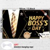 Happy Boss's Day Banner Backdrop, Black Gold Boss's Day Decorations,