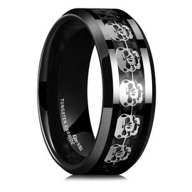 King Will Tungsten Ring for Men Black Skull Rings Black Plated Wedding Band 8mm Width Mens Jewelry Size 7-14 Comfort Fit 13