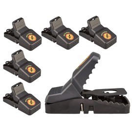 Bullseye 6 Pack - Mouse Traps with Teeth - Indoor/Outdoor, Reusable, Easy Setup, Powerful Stainless Steel Spring, Tough ABS Body. Finger Saver Design Lets You Safely Set Traps Without Getting Snapped