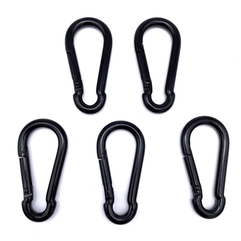 Pack of 5 Fire brigade snap hooks, painted black, load
