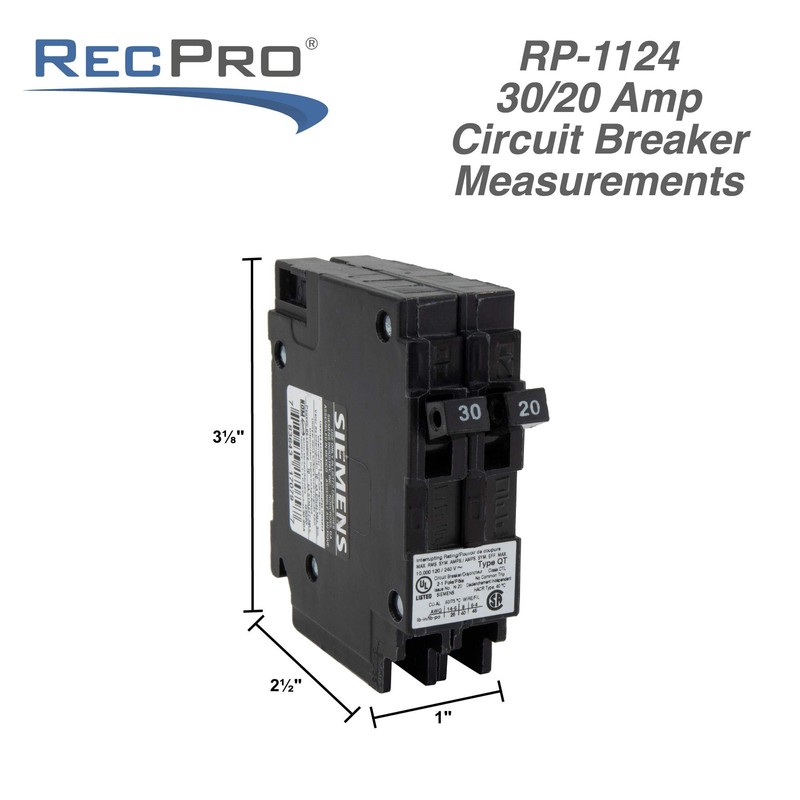 RecPro RV Circuit Breaker 30-20 Amp Q3020 | Camper Breaker