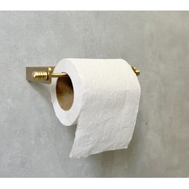 Solid Toilet Paper Holder Handmade Brass Wall Mount Paper Roll Holder Bathroom Fixture (Satin Brass)