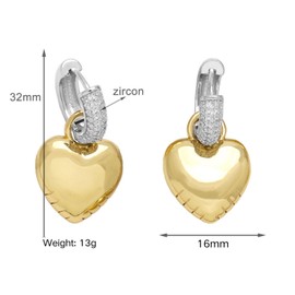 Gold Plated Bubble Heart Star Hoop Earrings Crystal Zircon Earrings Party Jewelry for Women (Heart)