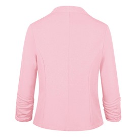 MINTLIMIT Ladies Pink Open Front 3/4 Sleeve Cardigan Blazers Washable Lightweight (Pink XL)