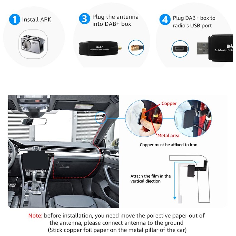 Car DAB+ Box Receiver Android Digital Radio Tuner Adapter Transmission