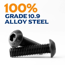 (Pack of 30) M8 x 20 mm Rounded Head Screws with Hexagon Socket 10.9 Degree Carbon Steel Allen Screws Full Thread Black