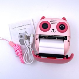 Kids Camera Instant Print with 6 Color Pens & Lanyard, 1080P Video & Digital Photo DIY Fun Gift for Girls Boys 3-12 Years Old Children (Pink)