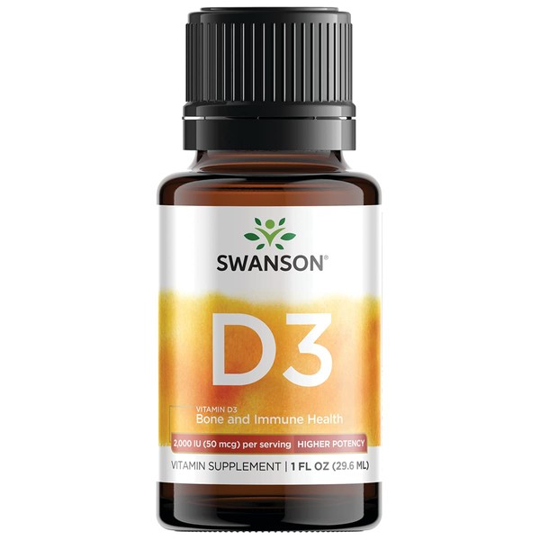 Swanson Vitamin D3 Liquid Drops 400 Iu (50 mcg) 1 fl Ounce (29.6 ml) Liquid