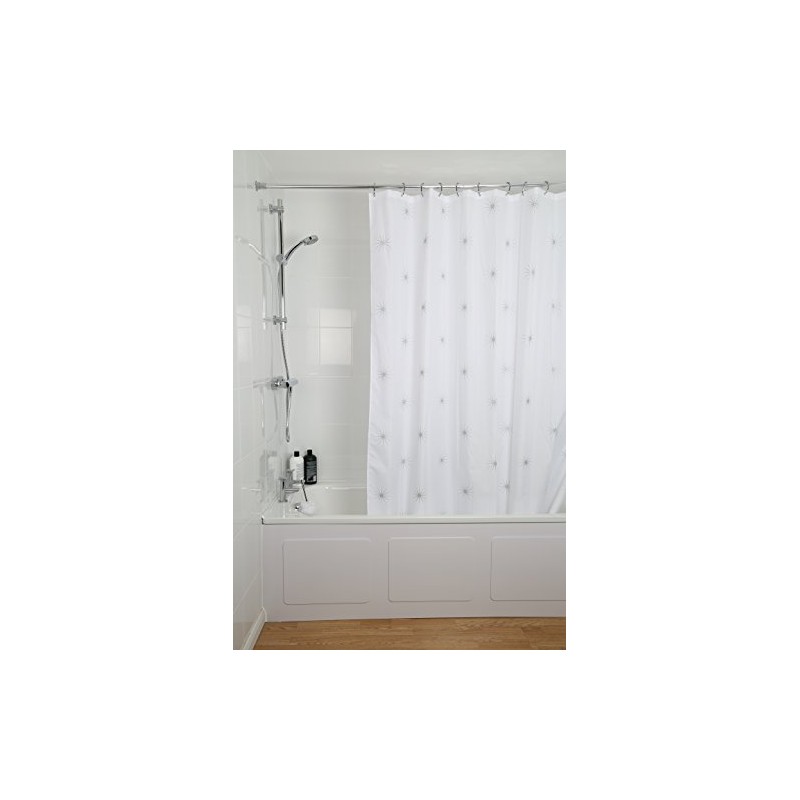 Croydex Stellar Water-Resistant Textile Shower Curtain, 1800 x 1800mm