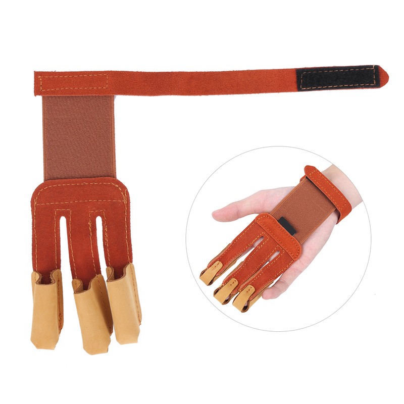 Outdoor Three Finger Guard Glove Traditional Recurved Bow Shooting Archery