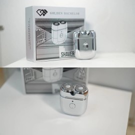 Unbranded Mini Rotary Shaver, Electric Razor for Men, Alloy Body & Magnetic Silver.