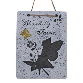 Widdle Gifts Fairy Garden 18cm Wall Plaque Design With Engraved Script and Silhouette (Blessed by Fairies 0030)