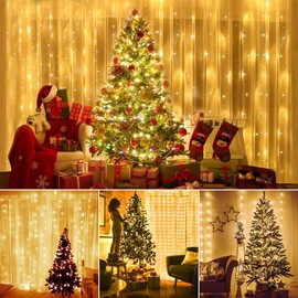 Sunlisky Lichtervorhang 3x2m 200LED Lichterketten Vorhang, 8 Modi IP65 Wasserdicht, LED Lichterkettenvorhang mit Fernbedienung Timer, für Innenbeleuchtung Partydekoration Valentinstag