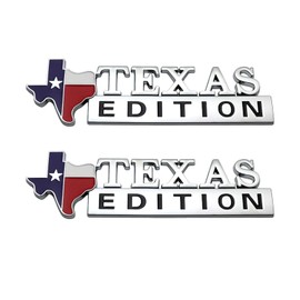 Diamall 2 PCS Texas Edition Emblem, ABS Texas 3D Decorative Sticker, 6.34" x 1.93" State Flag Logo Stickers, Fender Tailgate Door Badge Stickers, Universal for Most Cars (Silver)