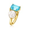 Ross-Simons 7.5-8mm Cultured Pearl and 2.90 Carat Swiss Blue Topaz