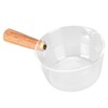 Glass Milk Pot with Wooden Handle V Shaped Spout Noodles