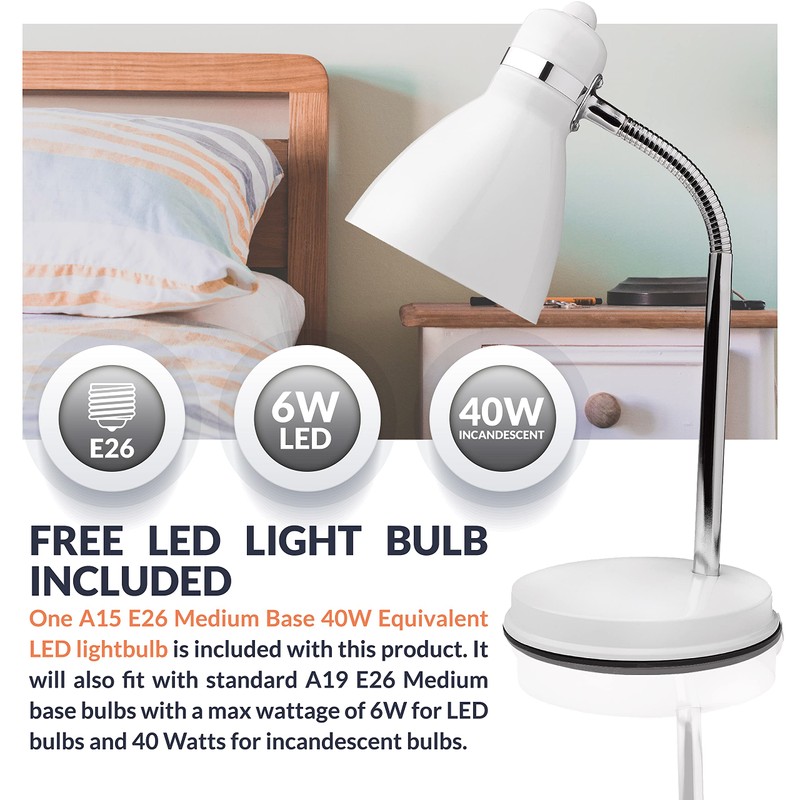 Newhouse Lighting Oxford White Metal Flexible LED Goose Neck Lamp