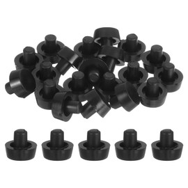 sourcing map Glass Top Table Bumpers with Stem, 20Pcs Mushroom Shape Rubber Grippers Anti Slip Pads for 6mm Hole, Furniture Pads Foot End Caps Covers Protectors for Chair, Cupboard (Black)
