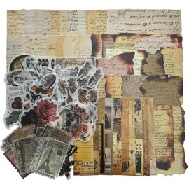Vintage Aesthetic Scrapbook Supplies Kit with Scrapbook Paper, Stickers, Bookmarks for Scrapbooking, DIY Albums, Junk Journals,  Journals, Dark Academia Aesthetic Decor (Dark2 129 count) - Color: Dark1