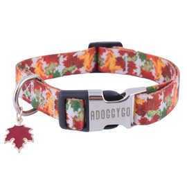 ADOGGYGO Fall Dog Collar, Thanksgiving Dog Collars Adjustable Soft Fall Leaves Thanksgiving Collars for Small Medium Large Dogs (Medium, Fall)