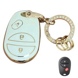 Rilnaewn Soft TPU for Toyota Key Fob Shell Fits for Toyota Highlander/Sequoia/Sienna/Tacoma/Tundra 2004-2017 (3B-White)