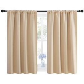 NICETOWN Thermal Insulated Blackout Curtains 2 Panels Rod Pocket, Sunlight Reduced UV Ray Blocking Multi-Function Window Treatment Curtains for Bedroom/Nursery (42W by 54L, Biscotti Beige, 2 Pcs)