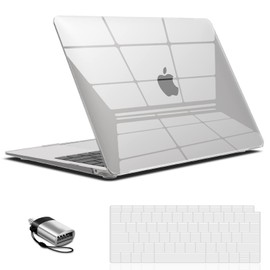 IBENZER Compatible with New 2022 2021 2020 MacBook Air 13 inch Case M1 A2337 A2179 A1932, Hard Shell Case with Keyboard Cover & Type C for Apple Mac Retina with Touch ID, Crystal Clear, AT13CYCL+1TC