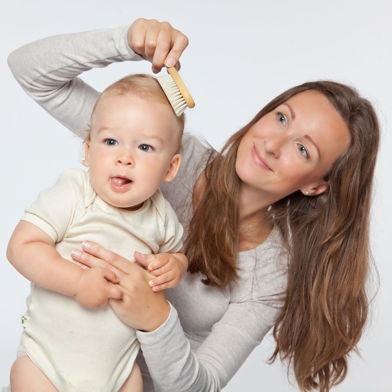 GRÜNSPECHT Natürliche Ziegenhaarbürste für Babys und Kleinkinder, extra weich, aus