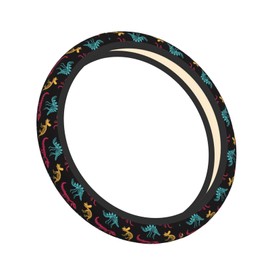 Dinosaur Dino Dinosaurs Skeleton Car Steering Wheel Cover,Non-Slip Elastic Neoprene-Sweat Car Accessories,Universal 15 Inch Fit Auto, Vans Trucks,Suvs, Truck