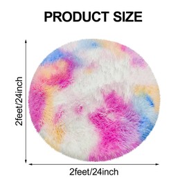 ATRUG Hot Pink Rainbow Small Round Rug for Girls Bedroom Fluffy Kids Rugs for Girls Dresser Soft Circle Carpet for Playroom Shag Nursery Rug Fuzzy Circle Rug for Reading Nook Princess Room Decor 2x2ft