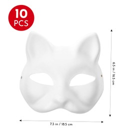 DIY Blank Cat Face Masks 10Pcs Paper Pulp Hand Paint DIY Craft for Kids, Unpainted Masquerade Masks Party Favor Art Class Cosplay Festival Decorations