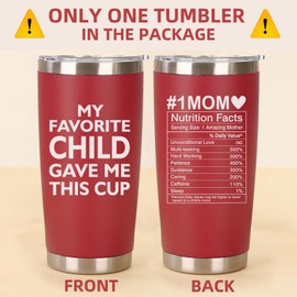 RAYSTAR Gifts for Mom from Daughter Son - My Favorite Child Gave Me This Cup - Mom Birthday Gifts, Mother Birthday for Wife Grandma - 20 Oz Tumbler