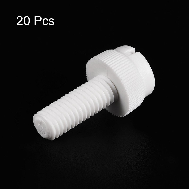 sourcing map M8 x 20mm Plastic Machine Screws PP Slotted
