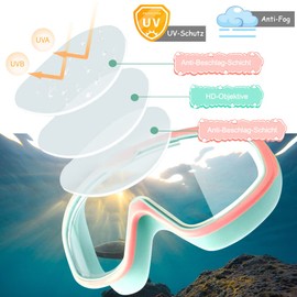 HINATAA Children's Swimming Goggles, Anti-Fog Swimming Goggles with Nose Clip, Swimming Goggles with Integrated Earplugs, Diving Goggles for Boys Girls 3-8 Years, UV Protection, No Leak (White +