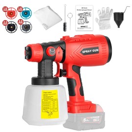 Paint Sprayer Compatible with Milwaukee M18 18V Battery, 200W Cordless Paint Sprayer with 4 Copper Nozzle, HVLP Spray Paint Gun for Indoor, Outdoor, Fencing, Door, Window(Battery Not Included)