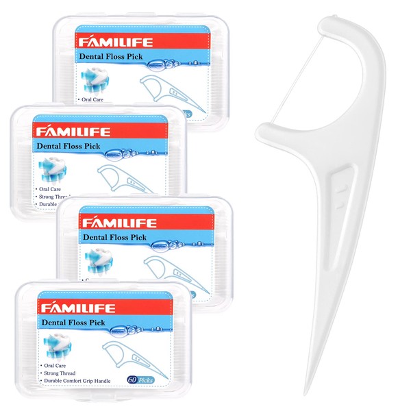 FAMILIFE FAMILIFE Floss Picks, 240 Count Unflavored Dental Floss Cleaner,