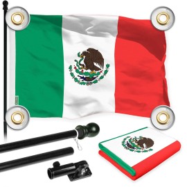 UD_G128 Combo Pack: 6 Ft Tangle Free Aluminum Spinning Flagpole (Black) & Mexico Mexican Flag 3x5 Ft, LiteWeave Pro Series Print