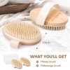 2 Pack Dry Brushing Body Brush, Natural Bristle Exfoliating Brush