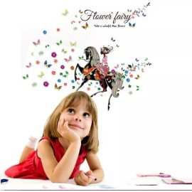 DaraBaby Vinil Decorativo Hada Caballo Y Mariposas Sala Estancia