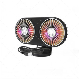 HUAJUN 5V Autoventilator, Doppel Ventilator für Auto, 360° Schwenkbare Basis, 3 Geschwindigkeitseinstellbar, Tragbarer Kühlventilator, Multifunktionaler Luftauslass, Dashboard Auto Ventilator