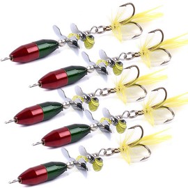 LPATTERN 5 Pieces Fishing Spoons for Trout Bass Pike Bait Set Fishing Lure Metal Rotating Spoon Metal Trout Pike Peach Predator Fish