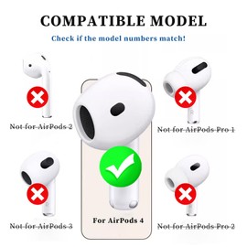 4 Pairs Ear Hooks Wingtip and Magnetic Anti-Lost Straps for AirPods 4th Generation, Replacement Silicone Wings Sport Earhooks Anti-Slip Comfortable Accessories (Translucent+White)