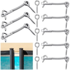 MorningRo 12 Pcs Safety Pool Latch 3.75'' Spring Hook and Eye Chain Link Fence Gate Latch Safety Tool for Pool Fencing Spa Gate