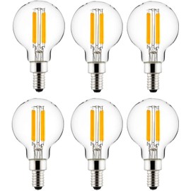 Diodesy- G16.5 LED Filament Light Bulb 5W (60W Equivalent) 500 Lumen Dimmable 5000K Bright White E12 Candelabra Base Pack of 6- Small Globe Edison Clear Glass for Chandelier Ceiling Fan Vanity Pendant